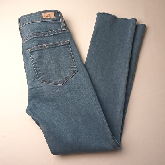 Paige Denim Jeans Size 26/2 Hoxton Slim Mid Rise Medium Wash Raw Edge Hem - Picture 1 of 10